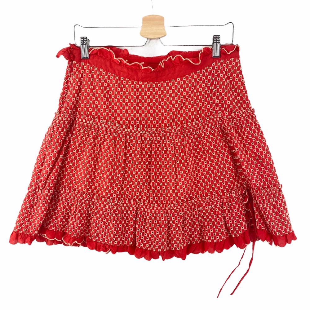 Marc Jacobs Cotton Eyelet Tiered Cinched Skirt